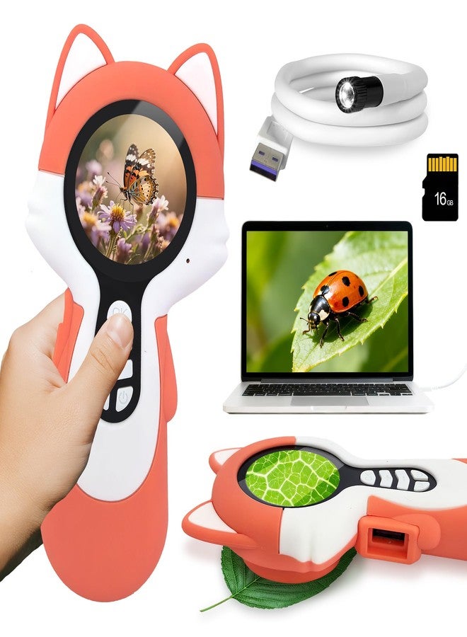 Charmline 2 in 1 Digital Microscope for Kids with Endoscope, Learning Toy for Children, Ideal Gift for Kid, Christmas Stocking Stuffers for Kids, Dual-Lens, Fox - Image 1
